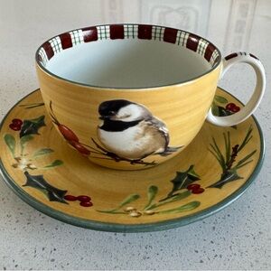 LENOX - WINTER GREETINGS EVERYDAY BREAKFAST CUP & SAUCER - MINT